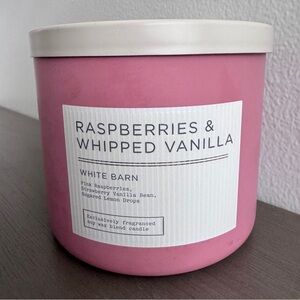 Bath & Body Works RASPBERRIES & WHIPPED VANILLA 3-Wick Candle NEW White Barn